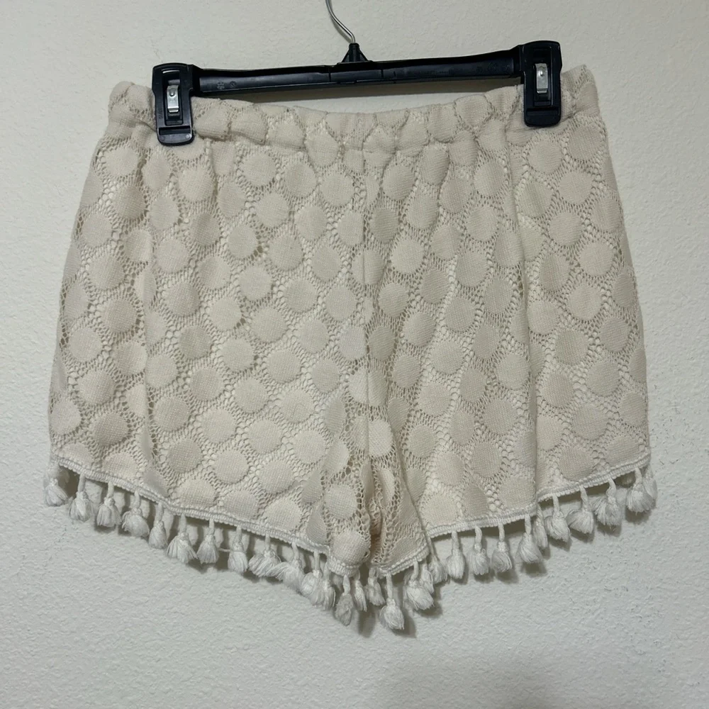Banjara Cream Lace Shorts Pom Pom Tassel Boho Festival Size Medium